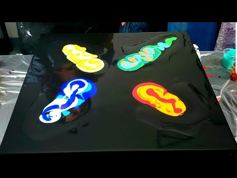 4 Corner Blowout / The Four Elements / Earth, Air, Fire, and Water / Acrylic Pouring / Fluid Art