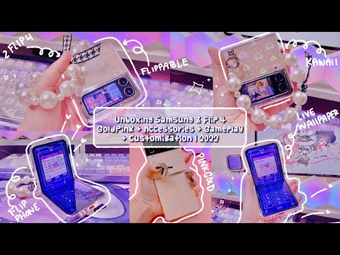 Unboxing Galaxy Samsung Z Flip 4 + Accessories | Gameplay & Customization 💕 Flipphone | Aesthetic ✨