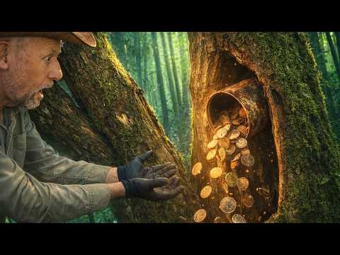 The detector beeped inside the tree… and look what was there!