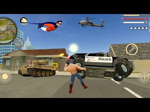 Rope Hero: Vice Town (Rope Hero Fight👮‍♂️Police Man) Rope Hero Super Kick Police Car - Gameplay HD