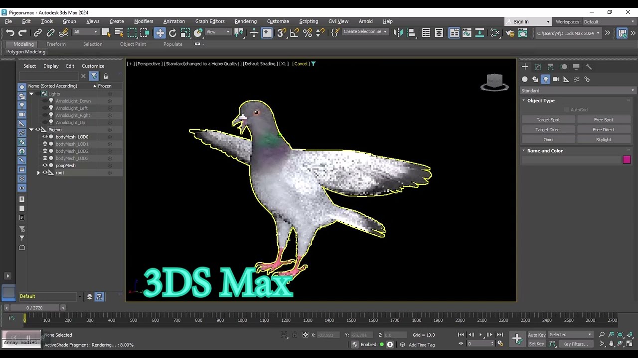 Piccione di roccia animato realistico Modello 3D