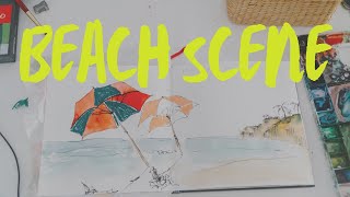 Portugal Beach Scene Watercolor Tutorial | Loose & Fun Sketchbook Style Painting