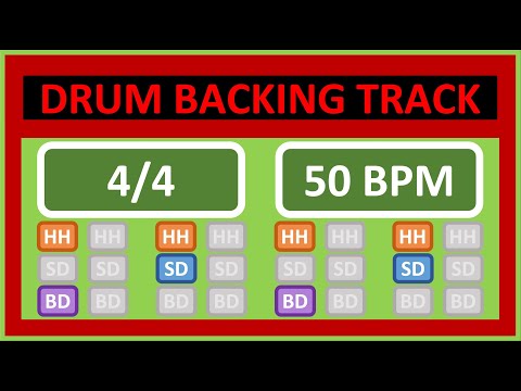 50 BPM - Simple Straight Beat - 4/4 Drum Backing Track - Metronome - Drum Beat Loop
