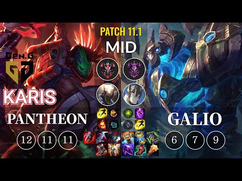 GEN Karis Pantheon vs Galio Mid - KR Patch 11.1