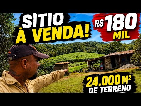 SÍTIO BARATO A VENDA EM IGUAPE /  24 MIL M² COM NASCENTE E 2 RIOS | 180 MIL $