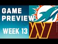 Miami Dolphins vs. Washington Commanders | 2023 Week 13 Game Preview