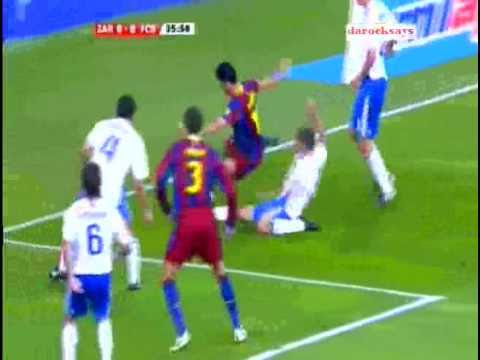 LFP - Real Zaragoza vs Barcelona (0-2) highlights & goals 23.10.10