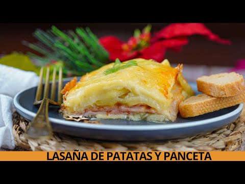 Lasaña de patatas con panceta
