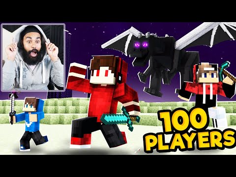ENDER DRAGON HUNT CHALLENGE WITH 100 PLAYERS | MINECRAFT