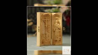 Handmade Portable Altar Jesus Christ | St. Matthew| Ave Maria Home Decor Mini Catholic Altar Trip...