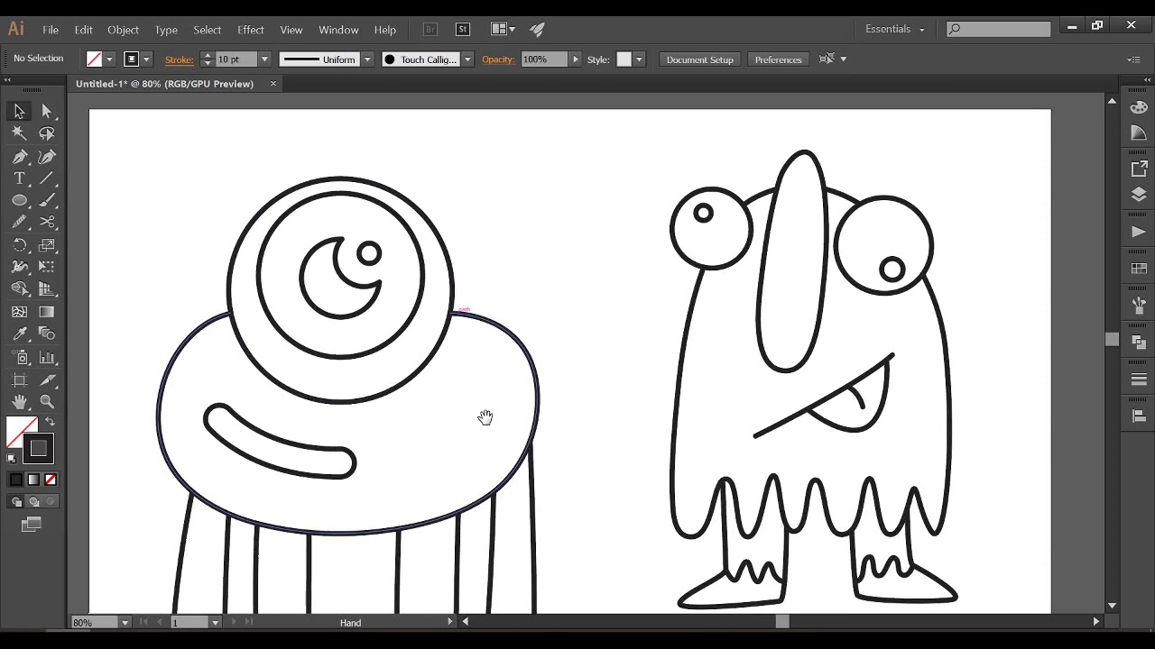 Drawing Doodle Monsters Vector Version 3 | Illustrator Tutorial