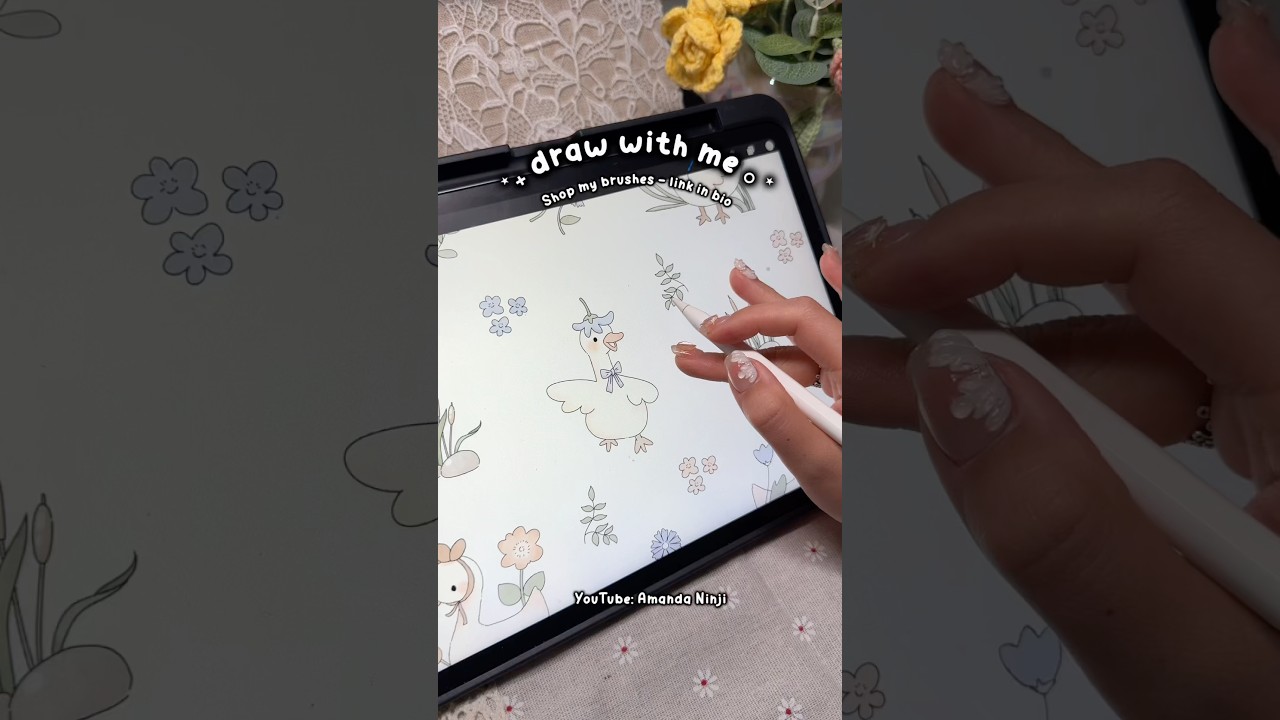 How I Create Seamless Patterns in Procreate | Line Art + Watercolor Brush #digitalart #procreate