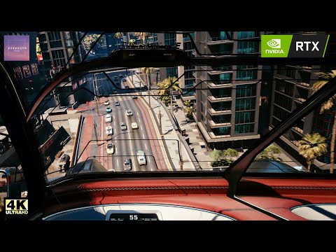 Cyberpunk 2077 Relaxing Flying Car Tour around the Night City | 4K Ultra Max Graphics - RTX 3080