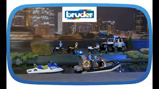 Auto della polizia Bruder 2507 RAM con barca e 2 poliziotti