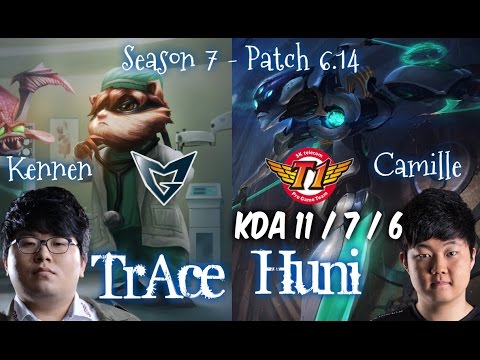 SKT T1 Huni CAMILLE vs SSG TrAce KENNEN Top - Patch 6.24 KR Ranked