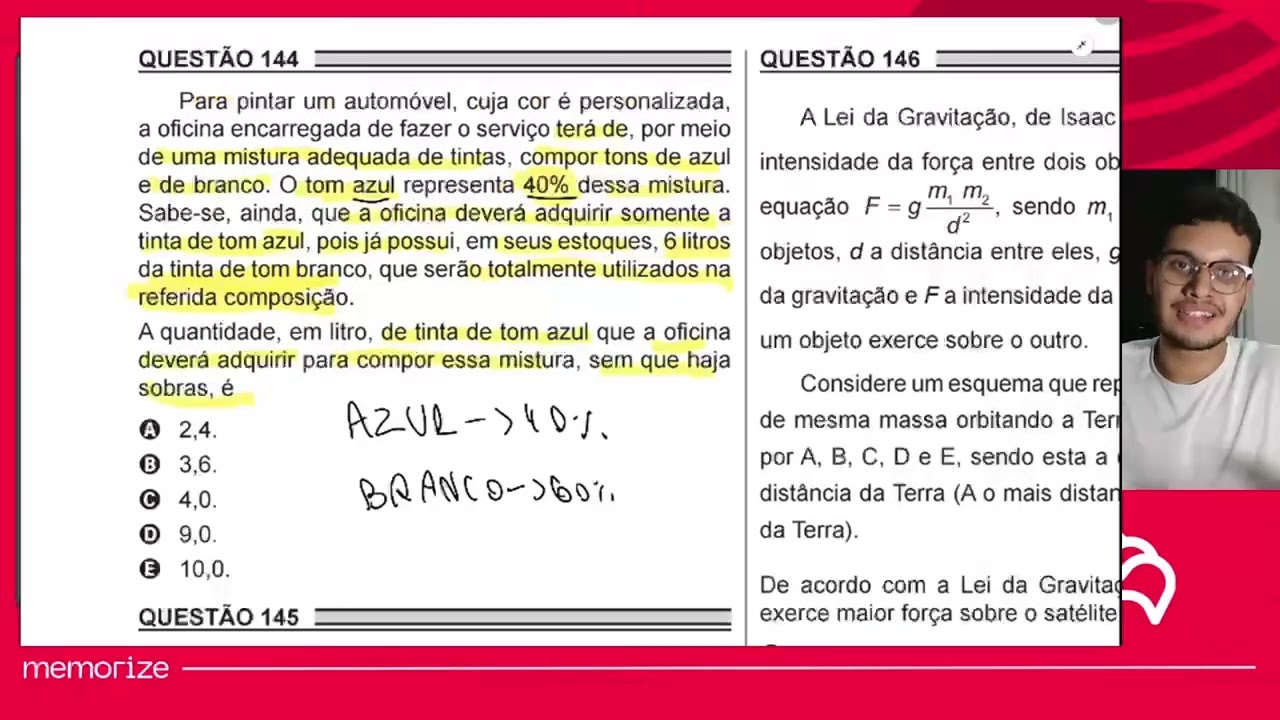 Resolução em Vídeo — Questão 170 ENEM 2018 PPL