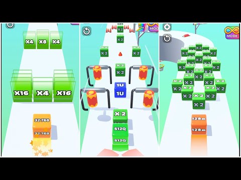 Jelly Run 2048 ULTIMATE Gameplay | 3 Shape Play Showdown! | 2B vs 256f vs 256o Race