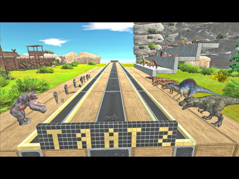 [FUNNY MOMENTS ARBS] CARNIVORE DINOSAURS VS MUTANT PRIMATES RACE-Animal Revolt Battle Simulator