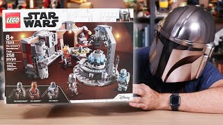 YouTube thumbnail: LEGO Star Wars The Armorer's Mandalorian Forge Review! New Fall 2021 Set 75319!