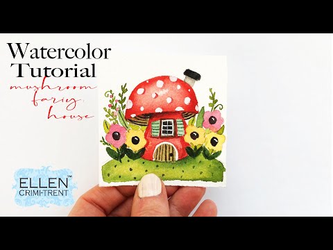 Watercolor Tutorial Mini Monday Mushroom 🍄 fairy house