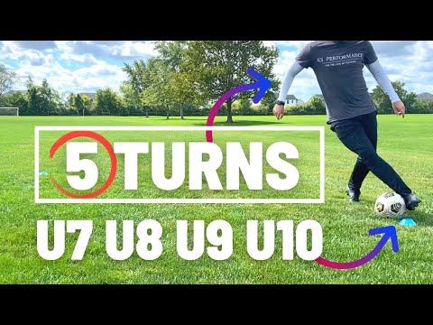5 Turns To Improve Ball Control | Turning With The Ball | U7 U8 U9 U10 | Football/Soccer