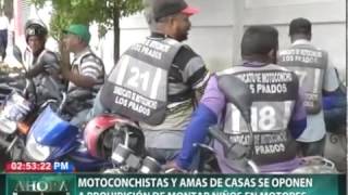 Motoconchistas y amas de casas se oponen a prohibición de montar niños en motores