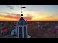 First Presbyterian Church and downtown historic New Bern with full moon over river