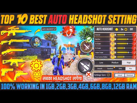 Free Fire Max Auto Headshot Trick 2025 Sensitivity Setting | 2gb, 4gb, 6gb Ram Headshot Sensitivity 