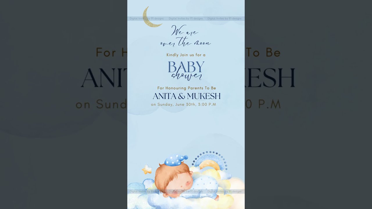 Dreamy Clouds & Stars Baby Shower Invite