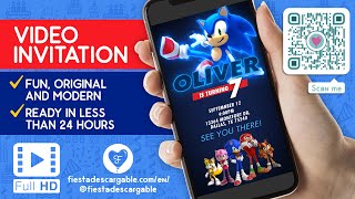 ⭐ Sonic The Hedgehog animated video invitation for children's birthday parties 🥳🎉