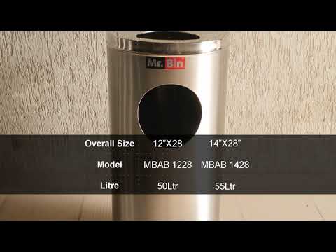 S.S.202 Round Type Stainless Steel Ashtray Dustbin, Material Grade: SS 202, Capacity: 50ltr / 55ltr