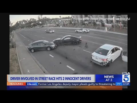 SHOCKING VIDEO: Street racing crash in Vacaville - Mustang slams into cars, one injured