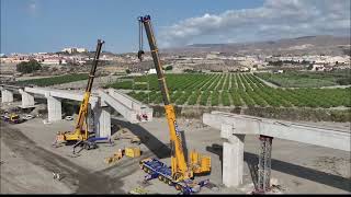 Colocación de vigas en el viaducto sobre río Andarax (Almeria)