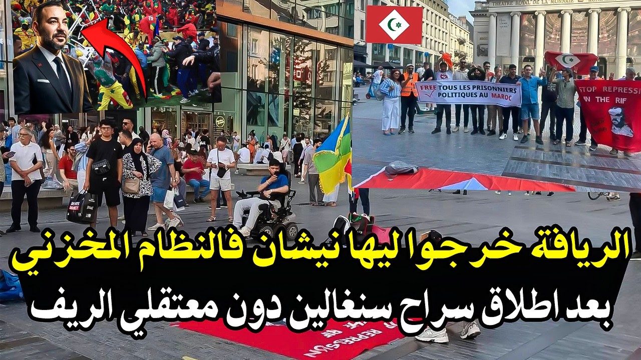 الريافة خرجوا نيشان فالنظام المخزني بوقفة احتجاجية ببروكسيل بعد اطلاق سراح ?