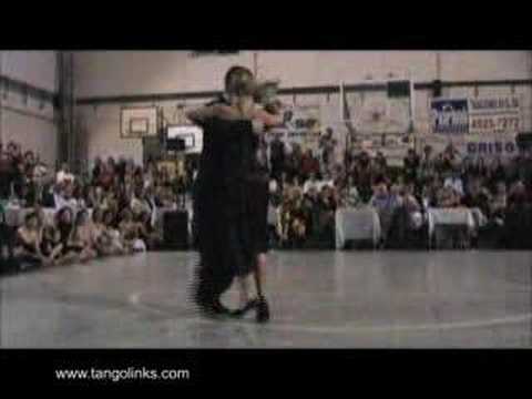  Andrea Misse  and  Javier Rodriguez  are  dancing  to  the  tango  "  No MIentas  "