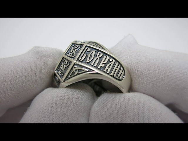 Мужское серебряное кольцо 2100563 Видеообзор