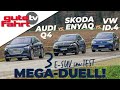 3 Electric SUVs In MEGA TEST VW ID 4 Pro Vs Audi Q4 40 E Tron Vs Skoda Enyaq IV 80 Range R
