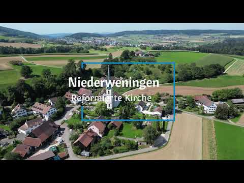 Kirche Niederweningen aus der Luft 4K