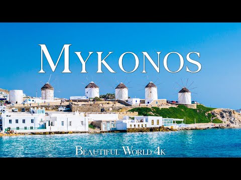 FLYING OVER MYKONOS GREECE 4K UHD - Relaxing Music With Beautiful Natural Landscape - Amazing Nature