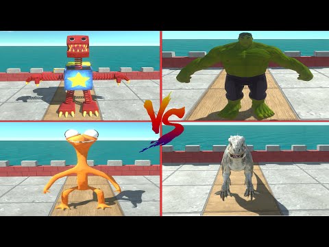 HULK VS RAINBOW FRIEND ORANGE VS INDOMINUS REX VS BOXY BOO THE WAR - Animal Revolt Battle Simulator