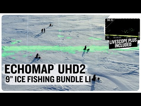 The latest in LiveScope ICE FISHING technology: 9\" ECHOMAP\u2122 UHD2 Ice Fishing Bundle LI