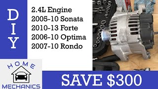 How to REPLACE Alternator 2.4L Engine Hyundai Sonata, Kia Forte, Kia Optima, Kia Rondo