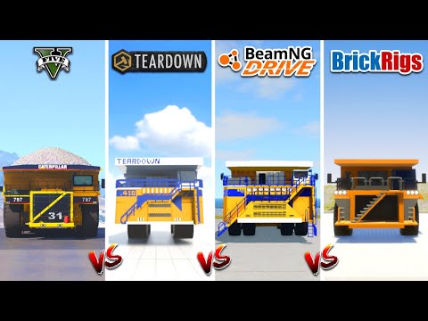 GIANT MINING DUMPER TRUCK in GTA 5 vs TEARDOWN vs BEAMNG DRIVE vs BRICK RIGS - WHICH IS BEST?