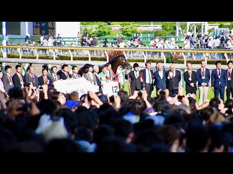 日本ダービー(G1)口取り式レイデオロ＆ルメール＆藤沢和雄調教師ほか＠東京競馬場