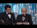 Ennio Morricone winning Best Original Score for "The Hateful Eight" - Oscars Ennio Morricone winning Best Original Score for "The Hateful Eight"