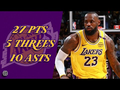 LeBron James 27 pts 5 threes 10 asts vs Raptors 24/25 season