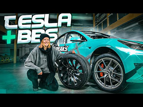 SHE WRAPS HER TESLA AND FITS 19' BBS RIMS