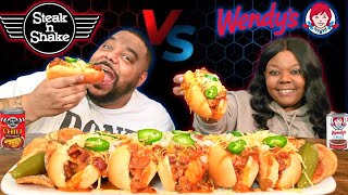 Wendy's vs Steak 'n Shake Can Chili : Battle of the Extra Cheesy  Loaded Chili Hot Dogs