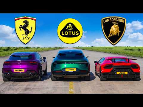 Ferrari Purosangue v Lotus Eletre X v Lambo Huracán Perf: DRAG RACE