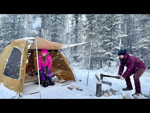 Surviving an Arctic Winter Snow Storm Camping in Alaska